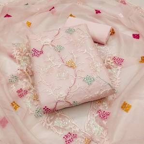 Glass Organza Unstitched Suits Premium Ladies Suits Manufacturer DCPL Suits