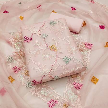 Glass Organza Unstitched Suits Premium Ladies Suits Manufacturer DCPL Suits