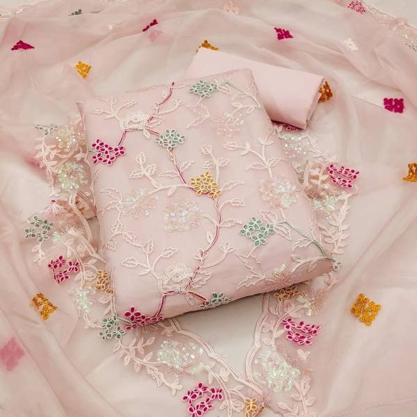Glass Organza Unstitched Suits Premium Ladies Suits Manufacturer DCPL Suits