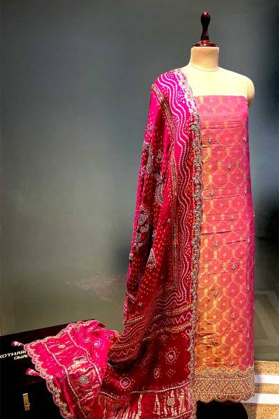 Bandhani Unstitched Suits Manufacturers in Surat