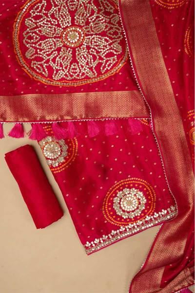 Gota Patti Unstitched Suits Manufacturers in Surat