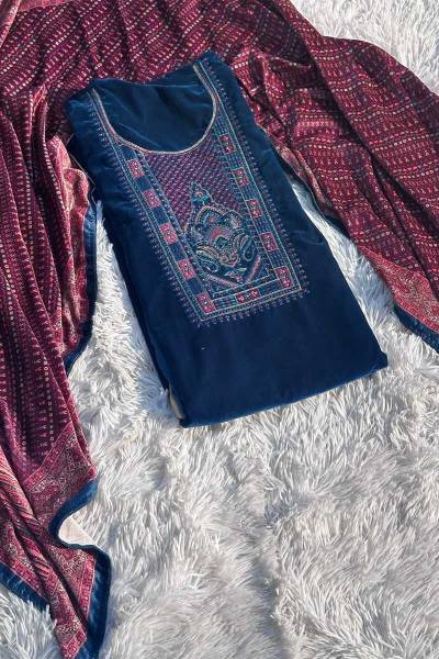 Velvet Designer Unstitched Suit Manufacturers in Surat