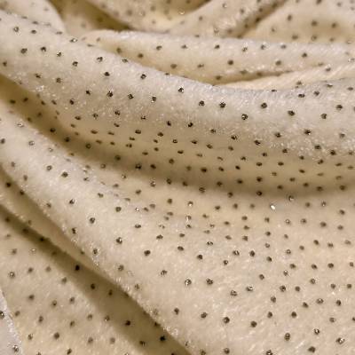0.80 Meter Premium Cream Sparkle Velvet Fabric for Blouse & Craft Projects in Surat