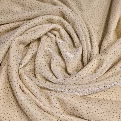 3 Meter Premium Cream Sparkle Velvet Fabric for Unstitched Dresses, Kurtis & Designer Wear in Surat