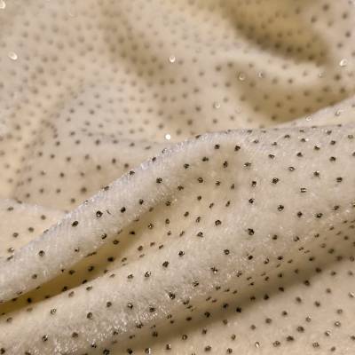 6.85 Meter Premium Cream Sparkle Velvet Fabric for Saree, Gown, Lehenga & Designer Wear in Surat