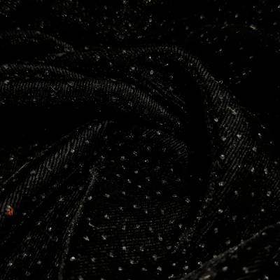 8.15 Meter Premium Black Sparkle Velvet Fabric for Grand Ethnic & Designer Outfits in Surat