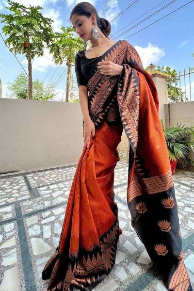A Rich Pallu Saree with Allover Floral Design in Surat