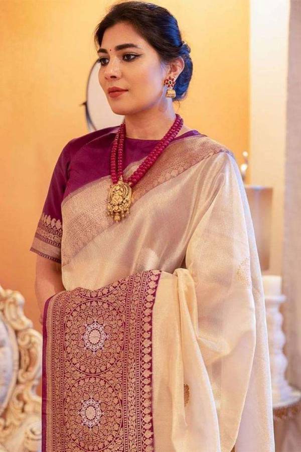 A Rich Pallu Saree with Heavy Border and Golden Flower Design  in Surat
