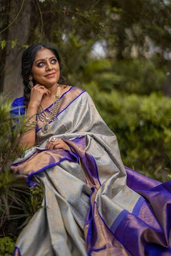 A Saree Adorned with AllOver Floral and Zari Weaving Design  in Surat
