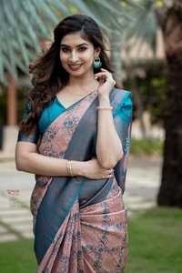 All-Over Brocade Banarasi Soft Silk Saree in Lavender Teal and Mustard Bottle Green  in Surat