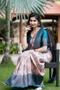 All-Over Brocade Banarasi Soft Silk Saree in Lavender Teal and Mustard Bottle Green  in Surat