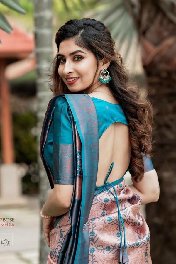 All-Over Brocade Banarasi Soft Silk Saree in Lavender Teal and Mustard Bottle Green  in Surat