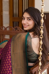 All-Over Brocade Banarasi Soft Silk Saree in Orange Silver and Magenta Olive Gold  in Surat