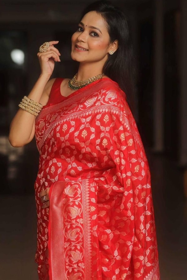 All-Over Gold and Silver Zari Jaal Banarasi Soft Silk Saree in Navy, Red, Sky Blue and Wine  in Surat