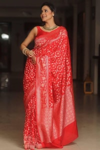 All-Over Gold and Silver Zari Jaal Banarasi Soft Silk Saree in Navy, Red, Sky Blue and Wine  in Surat