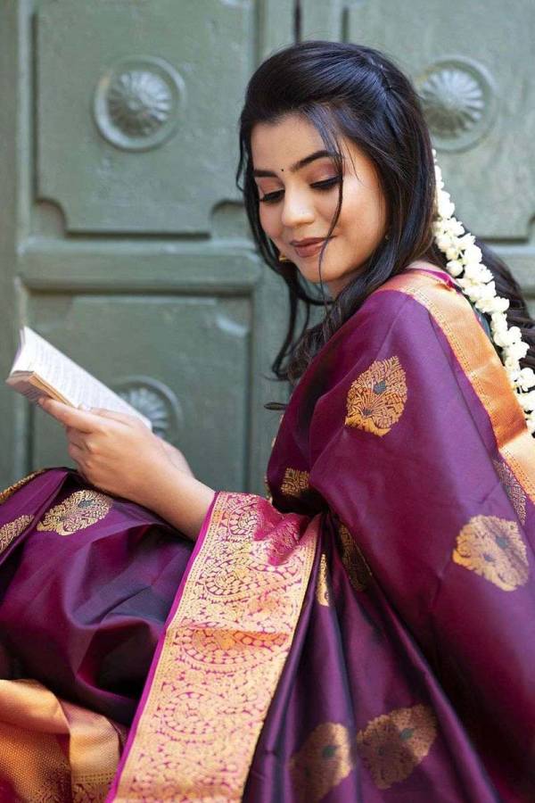 All Over Golden Zari Weaving Flower Design Saree  in Surat