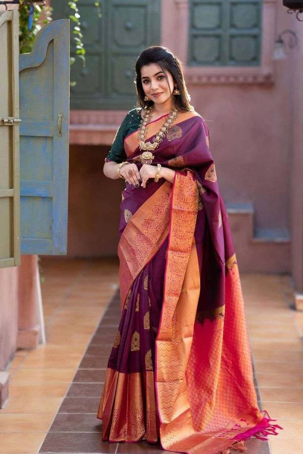 All Over Golden Zari Weaving Flower Design Saree  in Surat