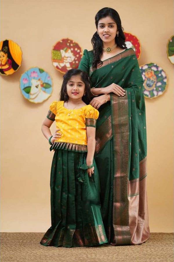 Alloavar Flower Butaa for Festive Occasions Golden Zari and Soft Silk Wedding Saree  in Surat
