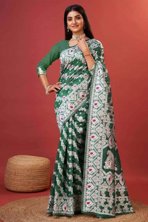 Allover Silver Zari Saree with Elegant Flower Designs Soft Cotton  in Surat
