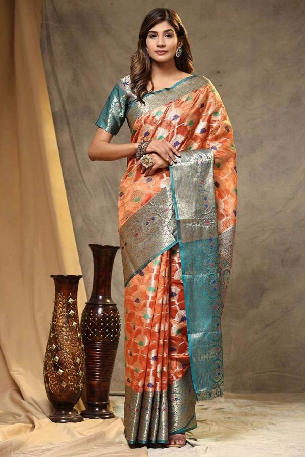 Allover Zari with Mina Butta Weaving Organza Saree  in Surat