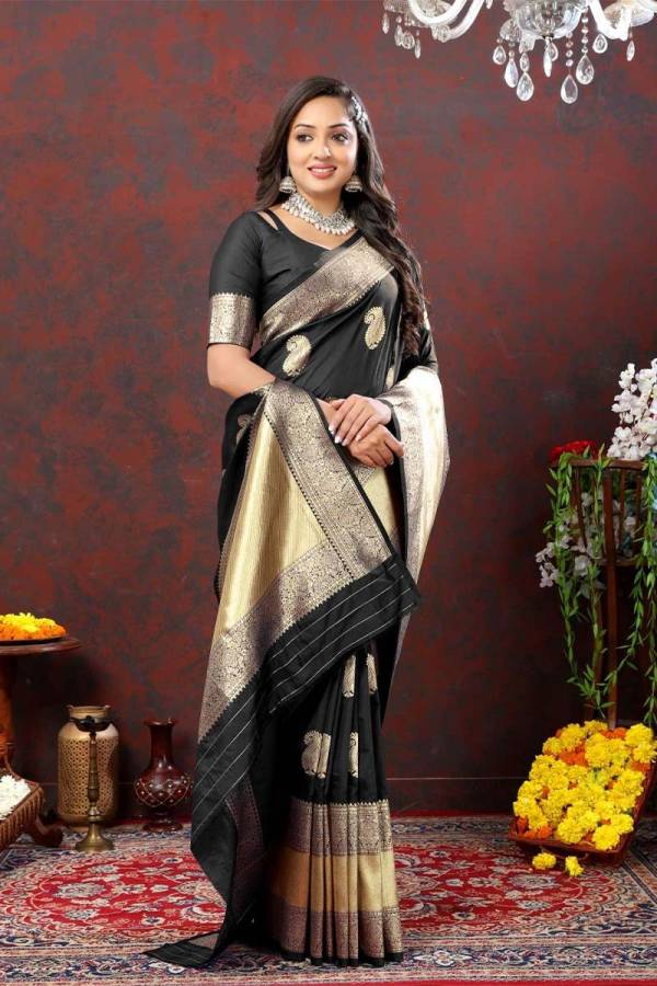 Banarasi Opulence Elegant Lichi Silk Saree with Zari Weaving Splendor  in Surat