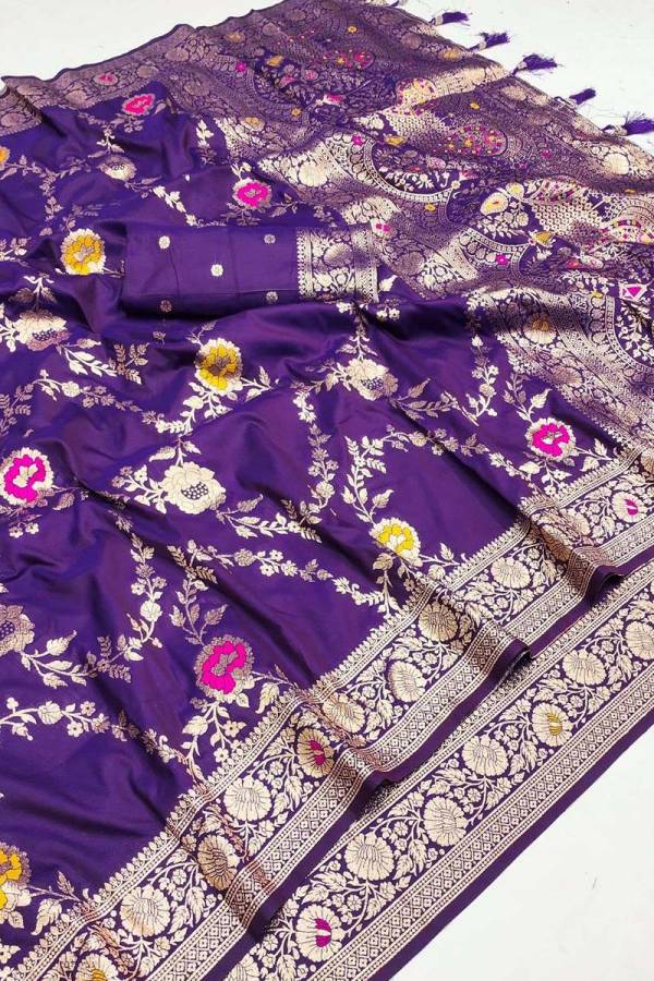 Banarasi Opulence Meenakari Borders and Tassels Desin Saree  in Surat