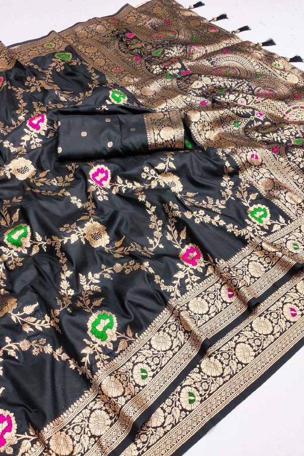 Banarasi Opulence Meenakari Borders and Tassels Desin Saree  in Surat