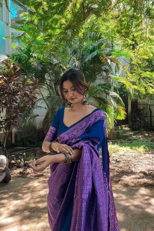 Banarasi Silk Saree with Funny Design Golden Border Saree  in Surat