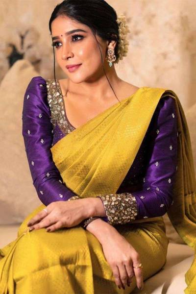 Beautiful Zari Embellishments and Solid Jacquard Weave Saree in Surat