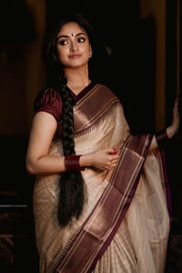 Beige Gold Banarasi Soft Silk Saree with Maroon Brocade Border and Contrast Pallu  in Surat