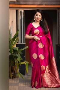 Big Gold Coin Butti Banarasi Soft Silk Saree with Brocade Pallu in Six Festive Shades  in Surat