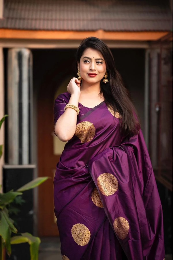 Big Gold Coin Butti Banarasi Soft Silk Saree with Brocade Pallu in Six Festive Shades  in Surat