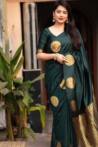 Big Gold Coin Butti Banarasi Soft Silk Saree with Brocade Pallu in Six Festive Shades  in Surat