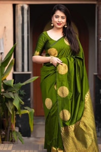 Big Gold Coin Butti Banarasi Soft Silk Saree with Brocade Pallu in Six Festive Shades  in Surat