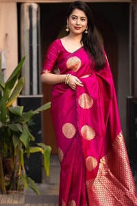 Big Gold Coin Butti Banarasi Soft Silk Saree with Brocade Pallu in Six Festive Shades  in Surat