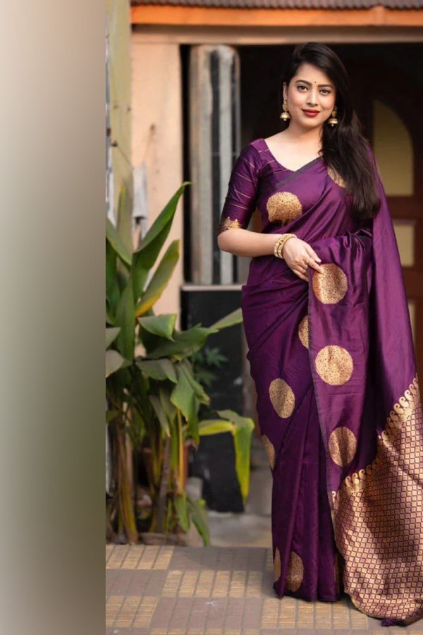 Big Gold Coin Butti Banarasi Soft Silk Saree with Brocade Pallu in Six Festive Shades  in Surat