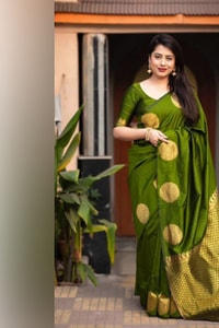 Big Gold Coin Butti Banarasi Soft Silk Saree with Brocade Pallu in Six Festive Shades  in Surat