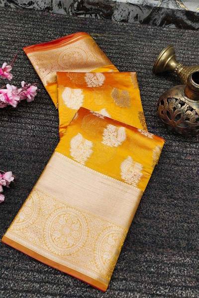 Big Zari Butta Border with Allover Zari Buti Weaving Organza  Light Weight Fabric Saree Manufacturers in Hyderabad