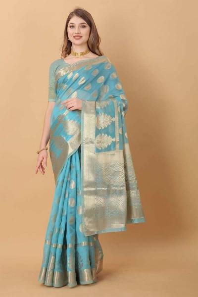 Big Zari Butta Border with Allover Zari Buti Weaving Organza Saree Manufacturers in Hyderabad