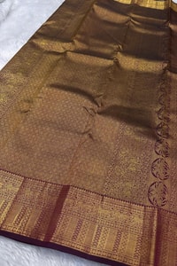 Bird Butta Banarasi Soft Silk Saree with Broad Gold Zari Border and Rich Pallu in Red and Wine  in Surat