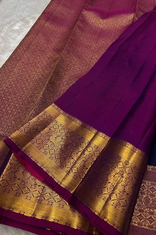 Bird Butta Banarasi Soft Silk Saree with Broad Gold Zari Border and Rich Pallu in Red and Wine  in Surat