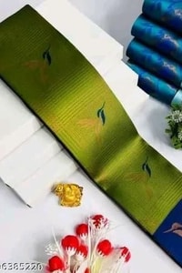 Bird Motif Zari Butta Saree with Contrast Pallu in Seven Two-Tone Festive Colourways  in Surat