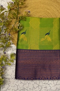 Bird Motif Zari Butta Saree with Contrast Pallu in Seven Two-Tone Festive Colourways  in Surat