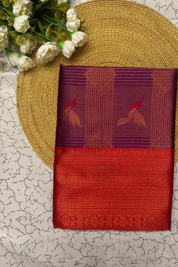 Bird Motif Zari Butta Saree with Contrast Pallu in Seven Two-Tone Festive Colourways  in Surat