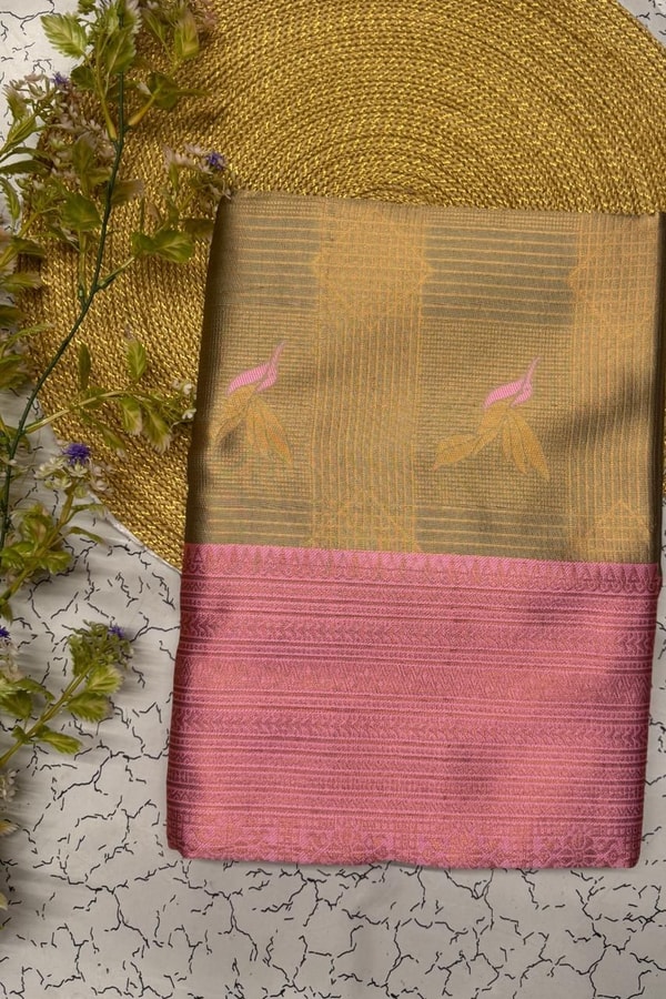 Bird Motif Zari Butta Saree with Contrast Pallu in Seven Two-Tone Festive Colourways  in Surat