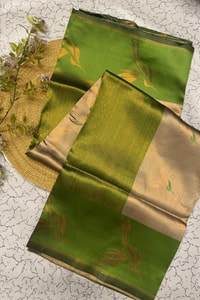 Bird Motif Zari Butta Saree with Contrast Pallu in Seven Two-Tone Festive Colourways  in Surat