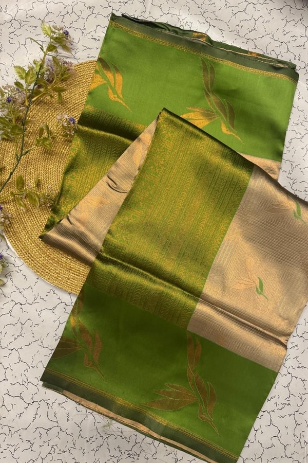 Bird Motif Zari Butta Saree with Contrast Pallu in Seven Two-Tone Festive Colourways  in Surat