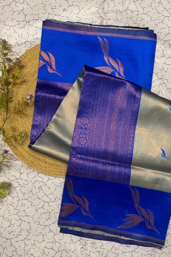 Bird Motif Zari Butta Saree with Contrast Pallu in Seven Two-Tone Festive Colourways  in Surat