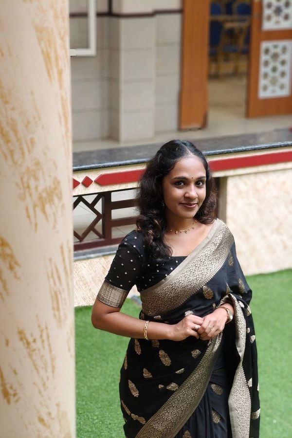 Black Banarasi Soft Silk Saree with Beige-Gold Zari Leaf Buttas and Wide Woven Border  in Surat
