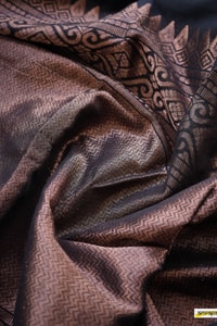 Black Banarasi Soft Silk Saree with Copper Zari Floral Buttis and Geometric Copper Pallu  in Surat